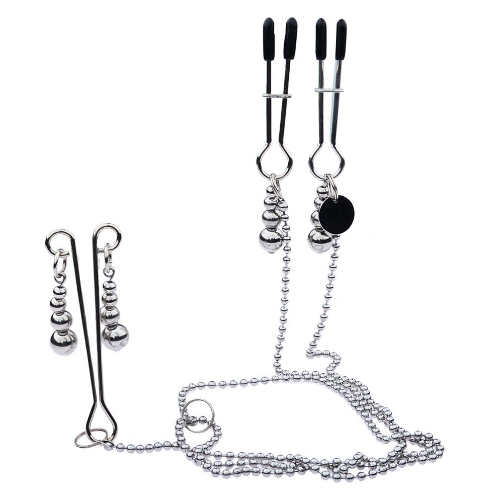 3-Head Metal Nipple Clamps with Chain Clitoris Clips Flirting Teasing Sex Toys Bdsm Slave Bondage Exotic Accessories Adult Games
