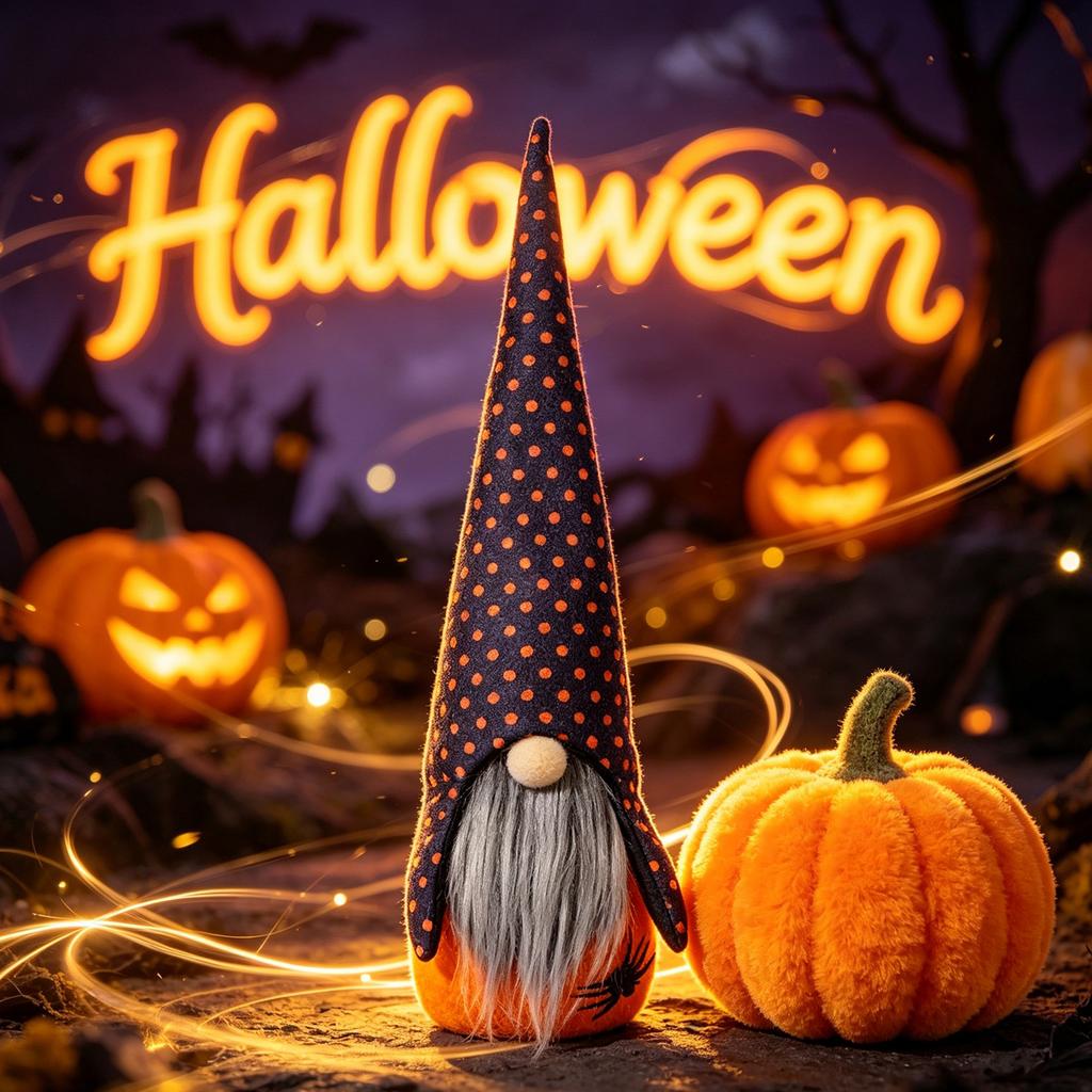 Halloween Ghostly Figurine Gnome Statue for Home Decor Tabletop Ornament