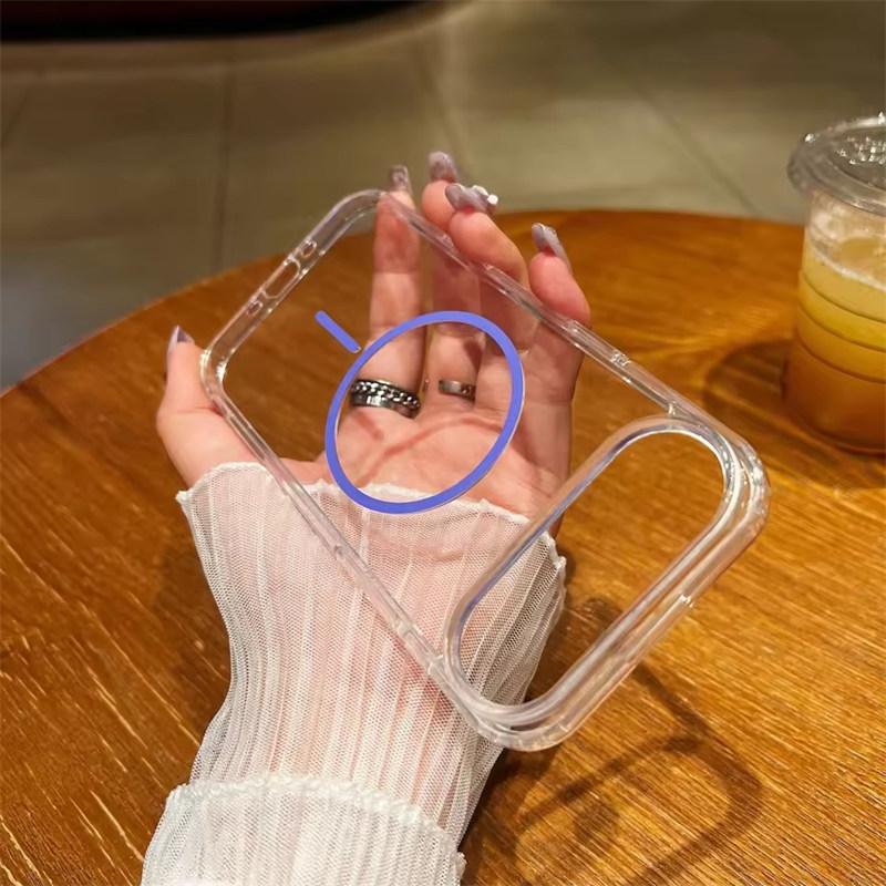 

для Magsafe Прозрачный акриловый чехол для iPhone 17 16 15 Pro Max Air 14 Plus 12 13 11 X Xr Xs 7/8 SE 16e Магнитный прозрачный тонкий чехол iPhone 17 Pro