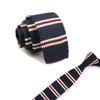 [Dizegn] Knit Tie Set of 3 for Men: Striped, Solid, and Polka Dot Patterns. Stylish for Suits, Business, and Casual Wear. Washable. (Navy C)