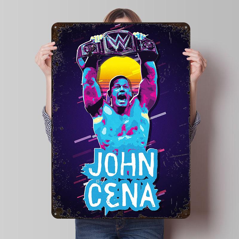 

John Cena Retro Poster Customized Wall Art Vintage Metal Signs Retro Tin Plaque for Man Cave Bathroom Decor Home Decorations 20x30cm（7.8x11.8inch）
