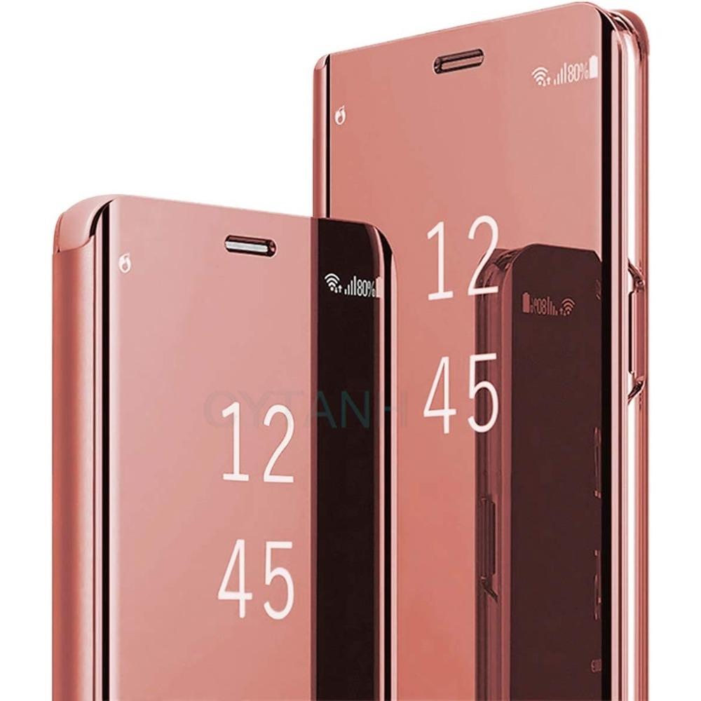 Slim Mirror Clear Holder Case For Samsung Galaxy S26 S25 S24 S23 S22 Plus Ultra Shockproof Leather Texture Wallet Protect Cover