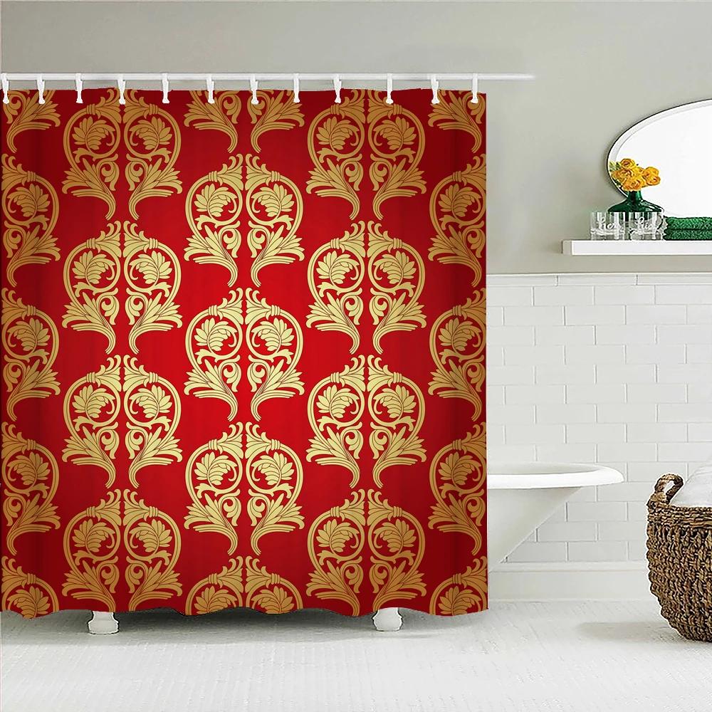 Waterproof Fabric Shower Curtain For Bathroom Colorful Bohemian Print Bathtub Curtains Polyester Bathroom Curtain With 12 Hooks