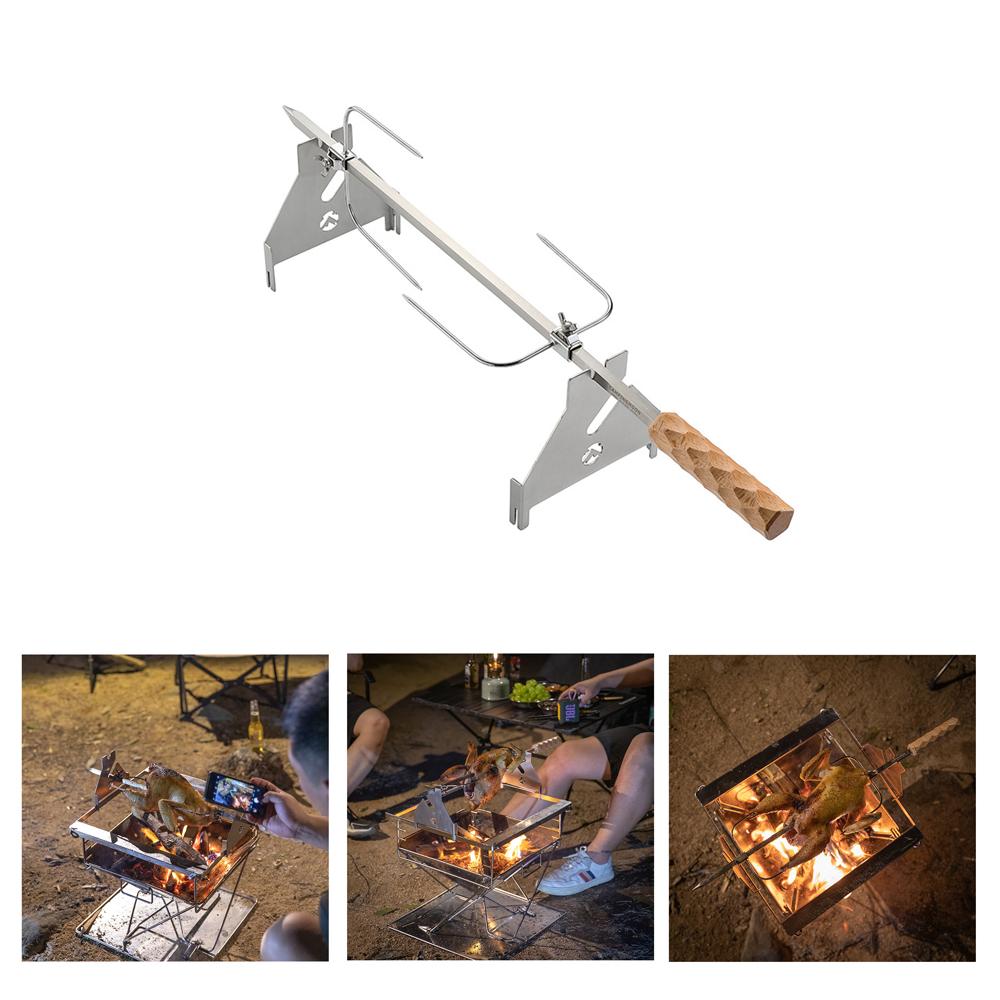 Portable BBQ Rotatable Rotisserie Rack Stainless Steel Two Heights Adjustable Roast Grill Outdoor