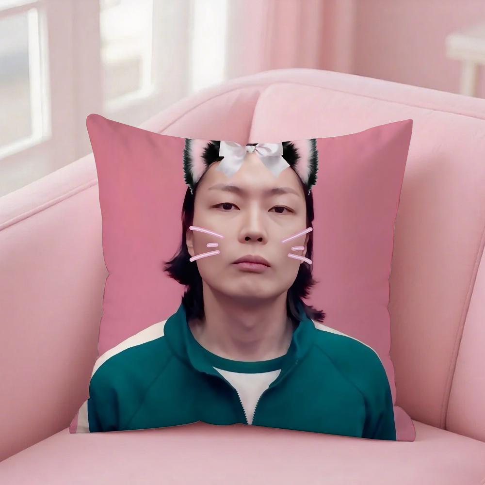 R-Roh J-Jae Won Pillow Case Square Double-Sided Printing Short Plush Sofa Cushion Cover Bedroom Bedside Pillow