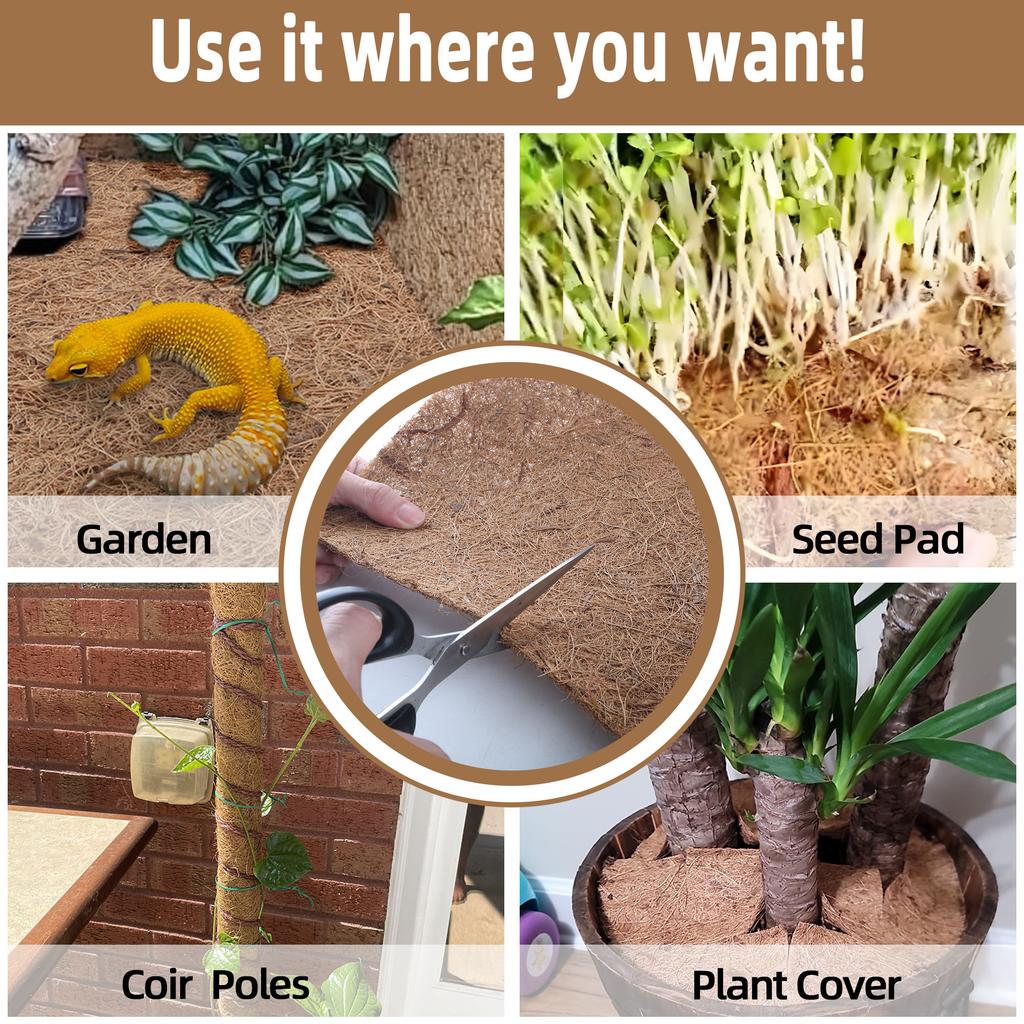 Coco Liner Roll, 16 x 160 Inch Coconut Fiber Liners for Planter Window Box Flower Basket, Reptile Carpet, Garden Decoration