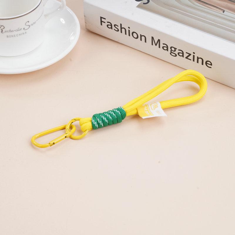 Colorful Cartoon Nylon Keychain Lanyard with Metal Doll Figure and Perler Bead Pendant