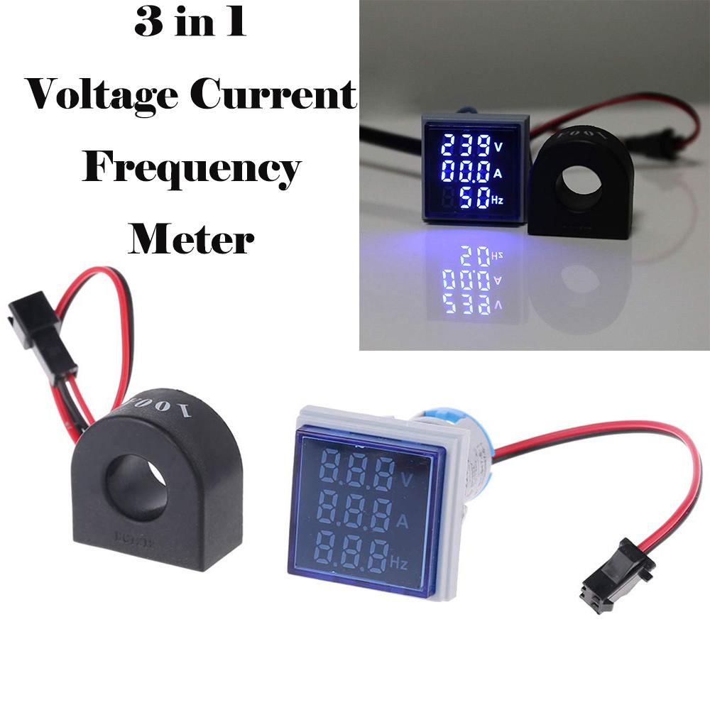 AC 60-500V 110V 220V Ammeter Voltmeter HZ Hertz Frequency Meter 22mm Digital Current Voltage Amp Signal Light LED Lamp Indicator