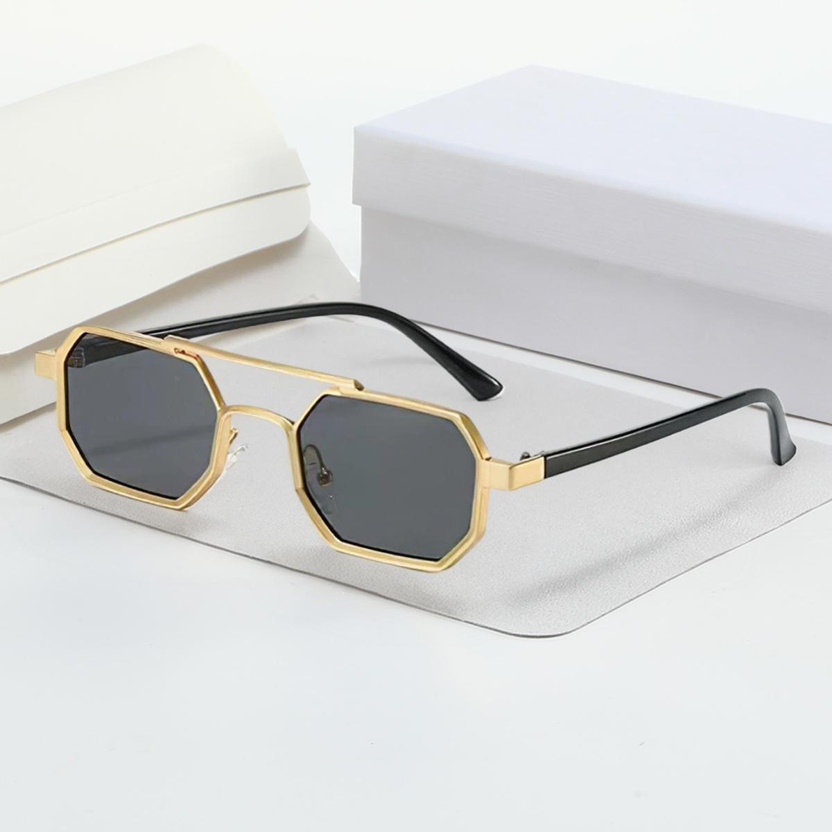 

4 шт./компл. Стильные металлические солнцезащитные очки для женщин с двухцветной оправой, градиентными синими линзами, квадратной формы, современный модный аксессуар