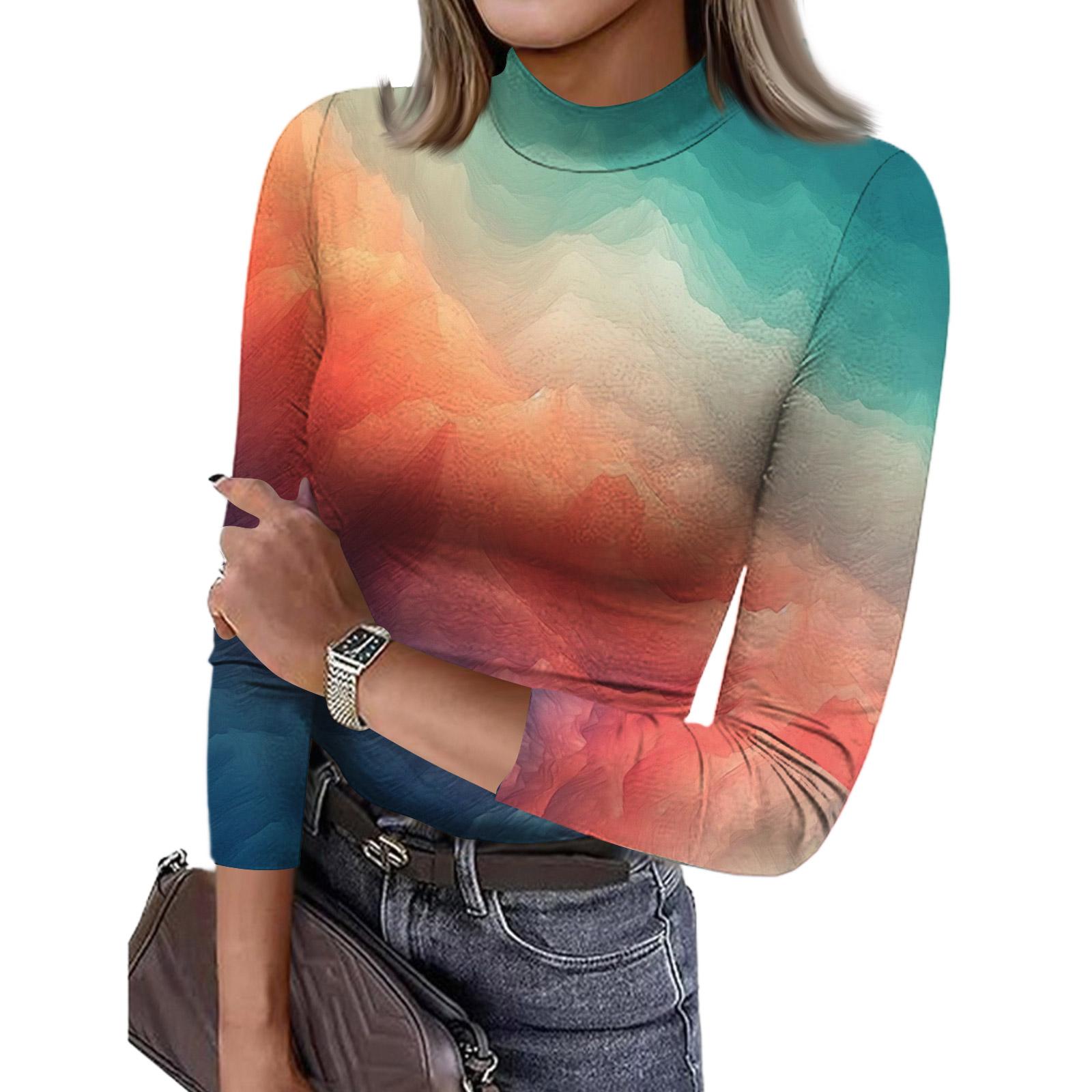

Women s Slim Bottom T-shirt Fashion Casual Printing Round Neck Pullover 3/4 Sleeve Top S