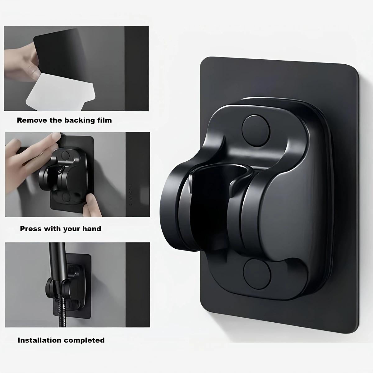 

Черный/Серебристый Кронштейн для душевой лейки без сверления Универсальный держатель для душевой лейки Регулируемый настенный держатель для аксессуаров для ванной комнаты