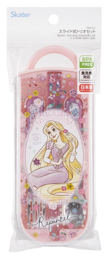 Skater Bento Stäbchen Trio Set Disney Rapunzel 26 Mädchen Kinder (Essstäbchen, Löffel, Gabel, 16,5 cm) TACC2-A
