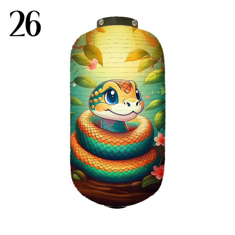 Japanese Style Cloth Lantern New Year Festival Mascots Zodiac Snake Printed Lantern Sushi Shop Bistro Restaurant Decor Ornaments