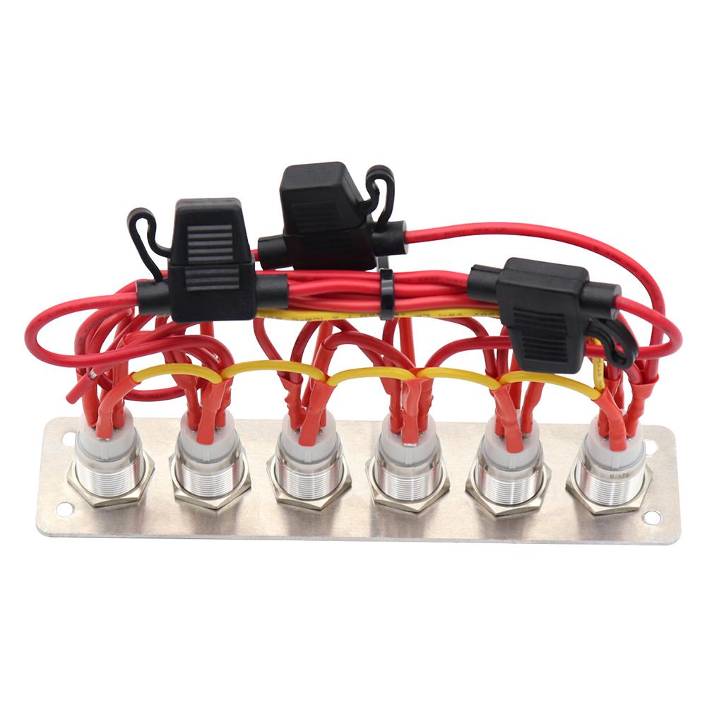 On-off Switch Panel Self-locking Blue Light Stainless Steel Button Switch With Wire Rv Modified Parts