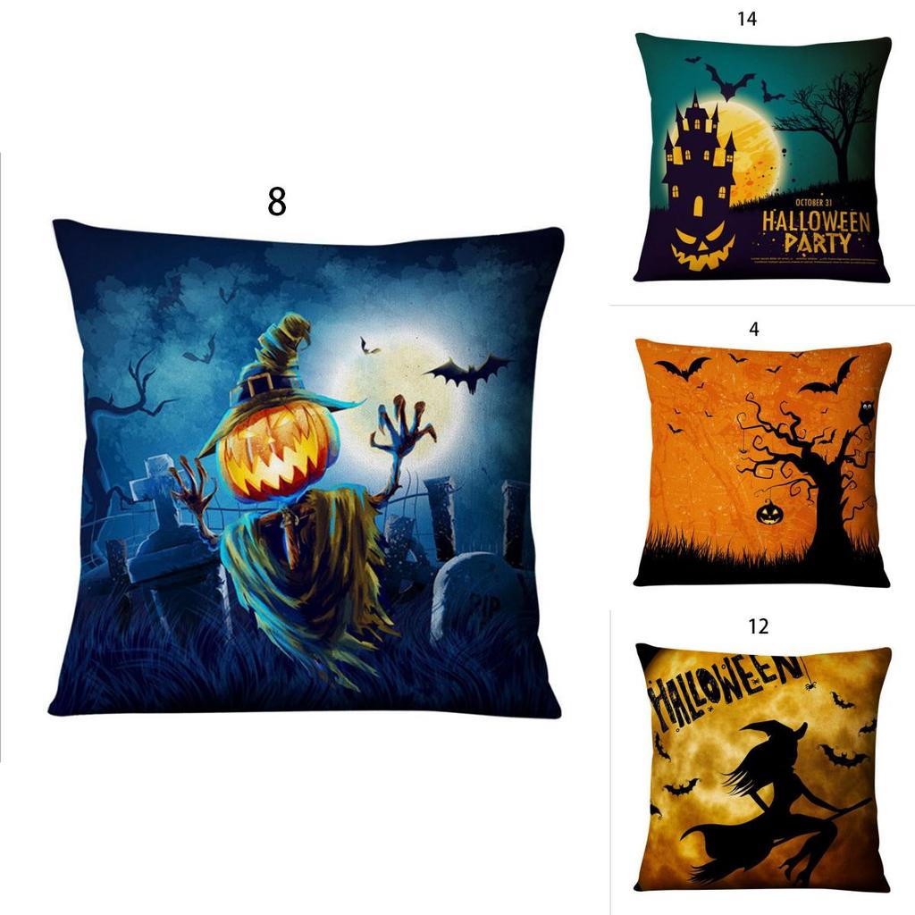 Luxurious Cotton Linen Square Halloween Pattern Throw Pillow Case Cover For A Timeless And Elegant Home Decor