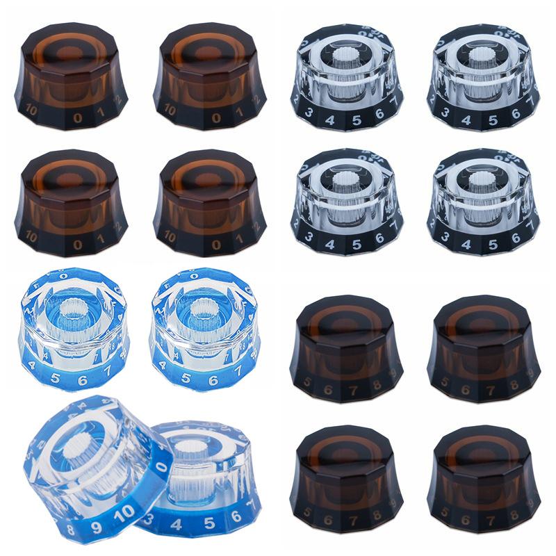 4Pcs Electric Guitar Bass Top Hat Knobs Replacements Clear Knobs Speed Volume Tone Control Knobs Guitar Contral Knobs