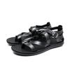 Men Roman Sandals Black White Leather Gladiator Sandals Outdoor Summer Open Toe Beach Shoes