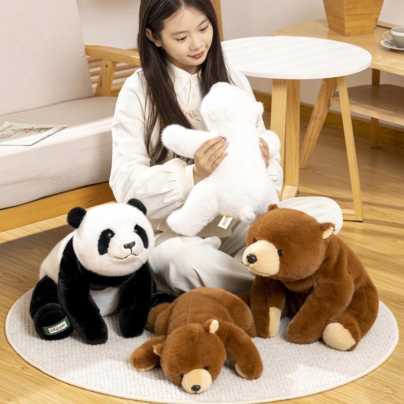 30-65cm Kawaii Wysokiej Jakości Miękka Pluszowa Poduszka Zwierzątko Niedźwiedź Polarny Panda Leżący Na Pluszowej Lalkce Zwierzęcej Komfort Wystrój Pokoju