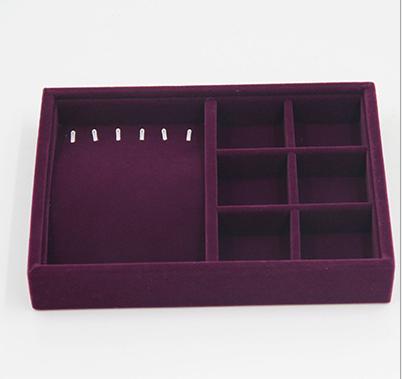 Elegant Purple Velvet Stackable Jewelry Ring Earring Display Tray 24 Girds Case Holder Organizers Storage Showcase
