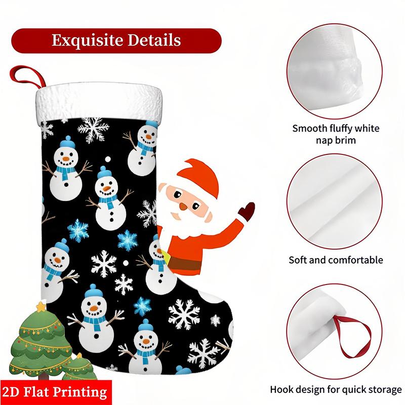 Christmas decoration fireplace hanging stocking1pc Black & Blue Snowman Christmas Stocking Suitable for Winter