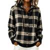 Women's Casual Loose Fit Plaid Hooded Long Sleeve Cardigan Sweater for Fall and Winter