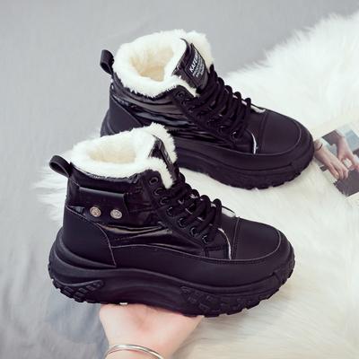 Velvet High-top Women's Shoes Winter Warm Snow Boots Women's Martin Boots New Thick-soled Winter Cotton Shoes Women's Boots
