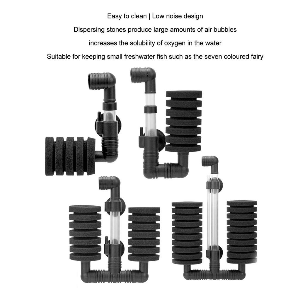 Aquarium Sponge Filter Quiet Double Submersible Foam Filter for   and   Fish  