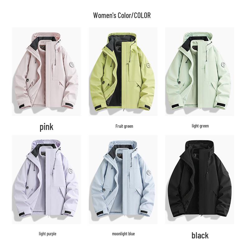 Kamel-Stil Drei-in-Eins Wasserdicht Winddicht Pärchen Bergsteigerjacken Set