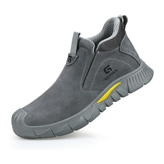 [WQIWQ] Safety Shoes, High Cut Work Shoes, Men s Welding Safety Shoes, Steel Toecap Boots, Slip Resistant, Lightweight, Slip-On, Safety Shoes