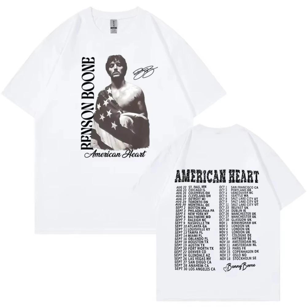 Rapper Benson Boone America Heart Tour Tshirts Oversized Y2k Men Harajuku Shortsleeved Vintage Tshirts Female Male Clothing