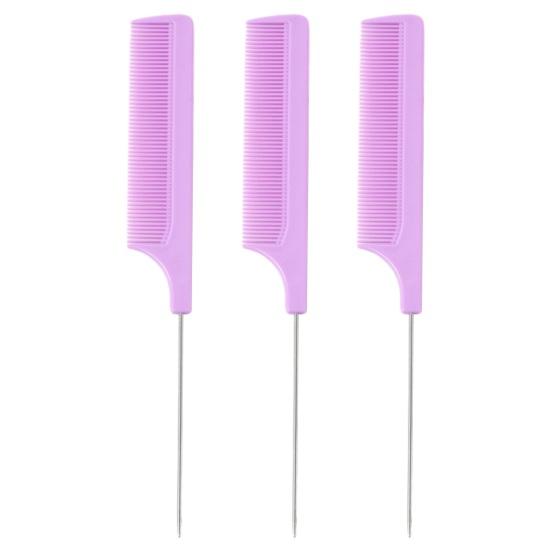 3Pcs Rat Tail Combs Bright Color Heat-Resistant Lightweight Anti-static Hairdressing Rat Tail Combs Salon Supplies