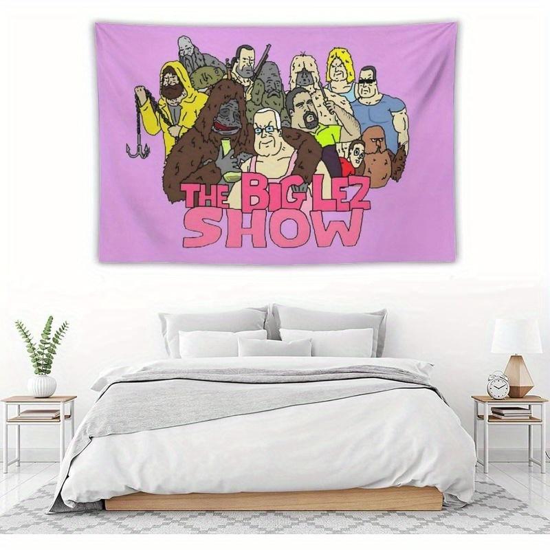 VIKAMA The Big Lez Show Tapestry Absurd Cartoon Design Perfect for Cult Fan Decor Bedroom Wall Styling and Photo Backdrops
