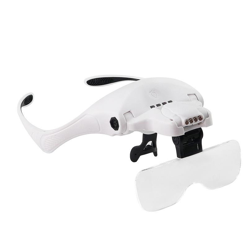 Head Magnifying Glass with 4 LED Light Head Mount Magnifier Glasses 5 Detachable Lens 1X 1.5X 2.0 X 2.5X 3.5X for Reading Repair