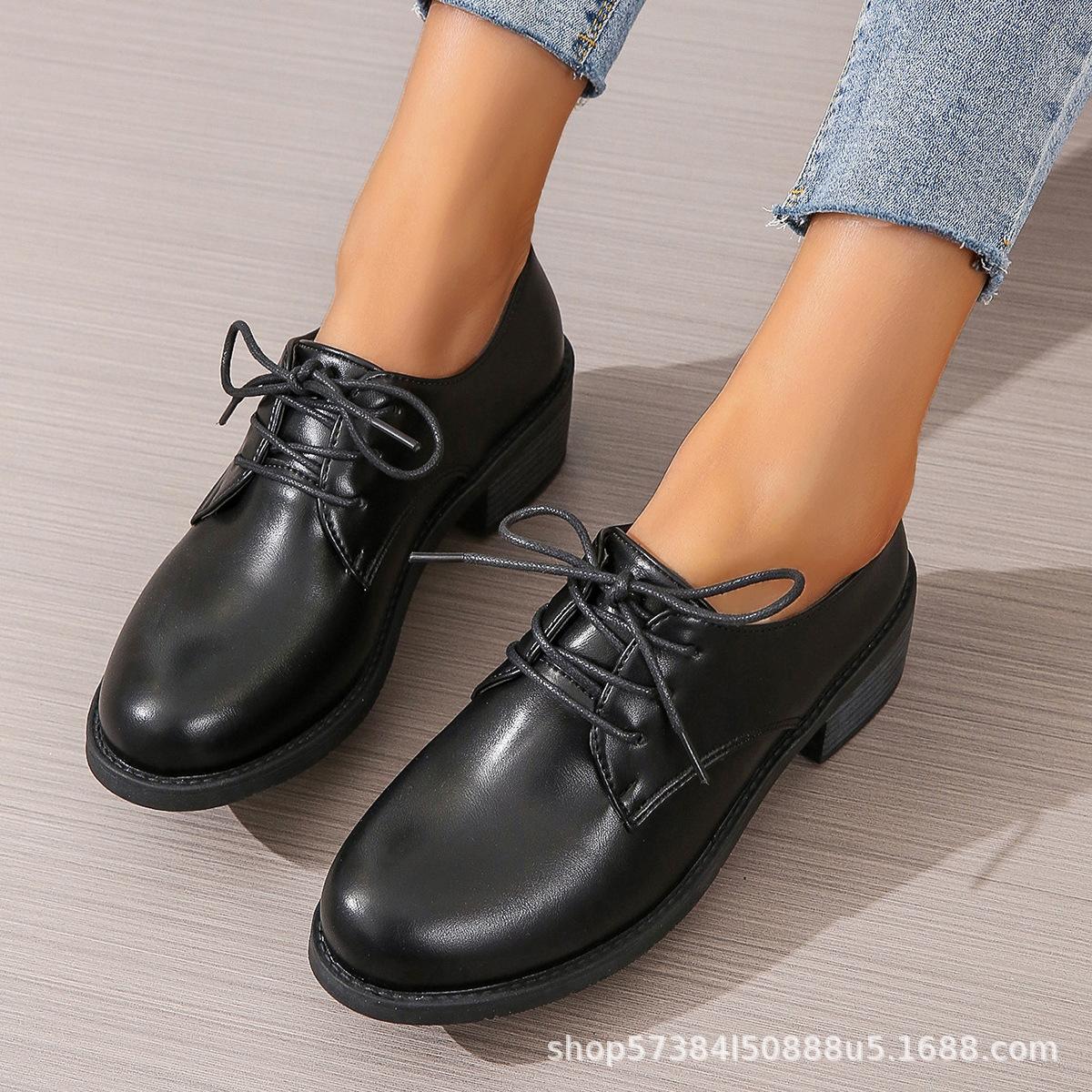 

Stewardess long station work shoes black interview hotel professional shoes soft sole leather shoes high heel leather shoes thick heel single shoes 35 чёрный