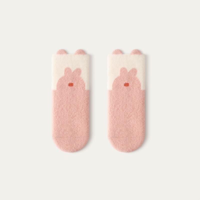 Baby Plush Sock Winter Warm Kids Middle Tube Socks for Girls Boys Thicken Velvet Anti-Cold Newborn Footwear Cute Cartoon Children Socks