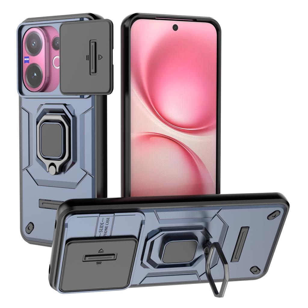 For vivo V60 5G Case PC+TPU Kickstand Phone Protector with Lens Cover