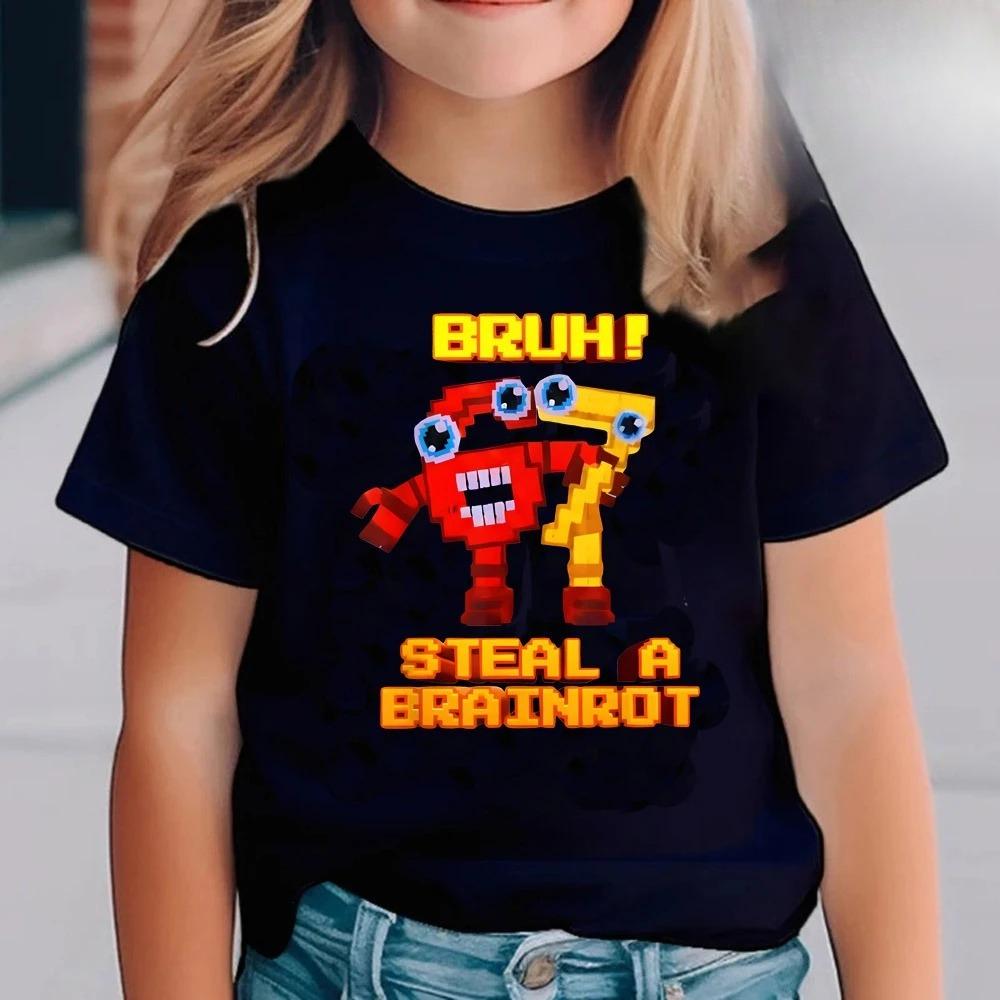 67 Six Seven for Childrens Steal A BrainRot Shirt Funny Gamer Meme for Boys TShirt Italian Brainrot Kids Gaming Y2k Saying Tees 100