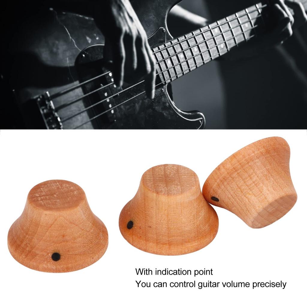 3 Pieces Electric Guitar Knobs, Wooden Guitar Volume Control Knobs, Professional Accessories (Maple)