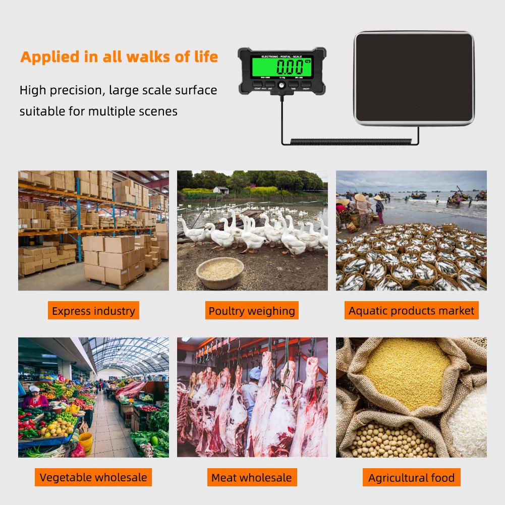 Yieryi 200kg/0.05kg Electronic Scale Digital Stainless Steel Bench Scales Backlit High Precision Strain Gauge Sensor for farms kitchens Food