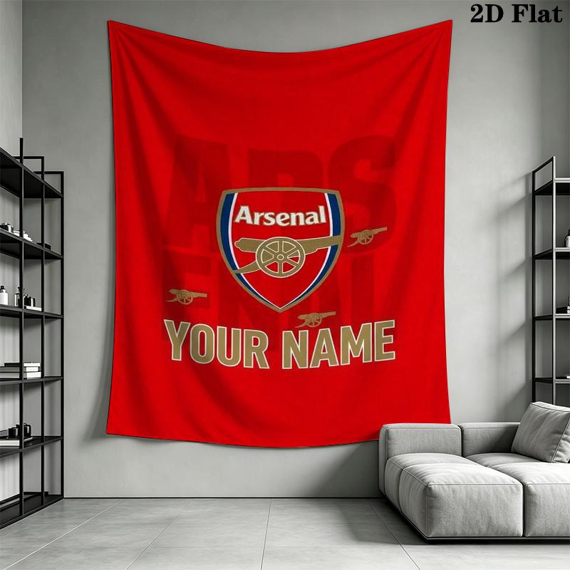 Custom Name Arsenal Wall Tapestry Aesthetic Wall Hanging Printed Fabric Blanket Decorative Tapestries for Bedroom Living Room Home Decor