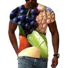 Summer Round Neck 3D Fun Fruit Pattern Print Top Fashionable Casual Short Sleeved Men's T-shirts