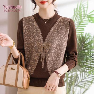 YUZHAOLIN Women's Versatile Long Sleeve Round Neck Pullover Top