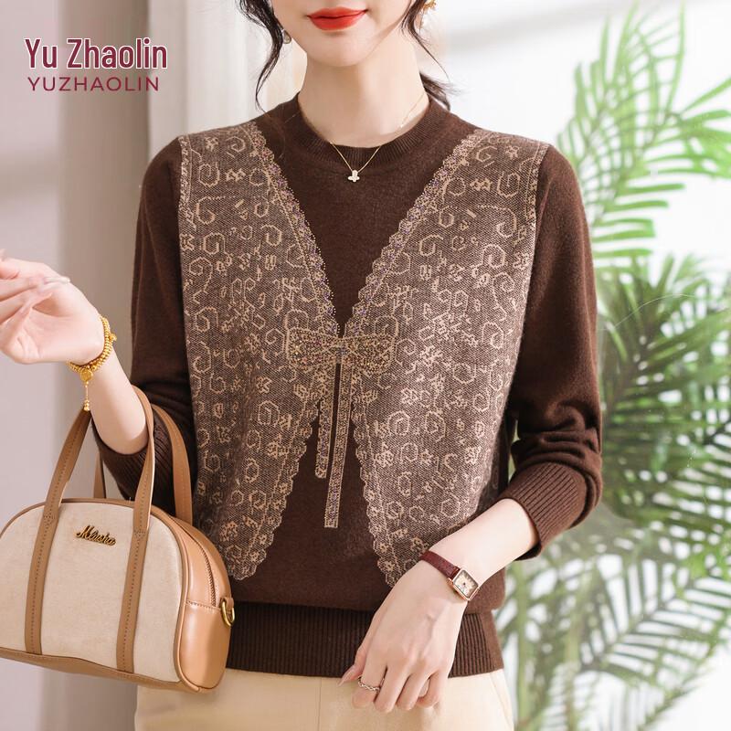 YUZHAOLIN Women s Versatile Long Sleeve Round Neck Pullover Top 2XL