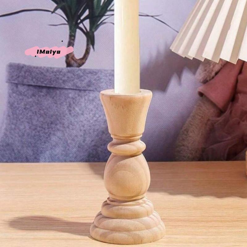 M-Wooden Candlesticks Unfinished Wood Candle Holder Pillar Taper Candle Stands For Wedding Party Birthday Home Table Decoration