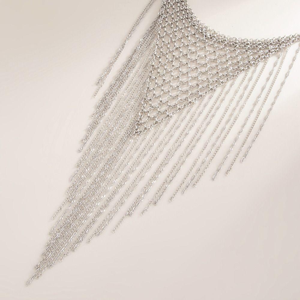 Charm Multi Layer Necklace Silver Bohemian Collarbone Chain Fashion Tassel Necklace  Girls