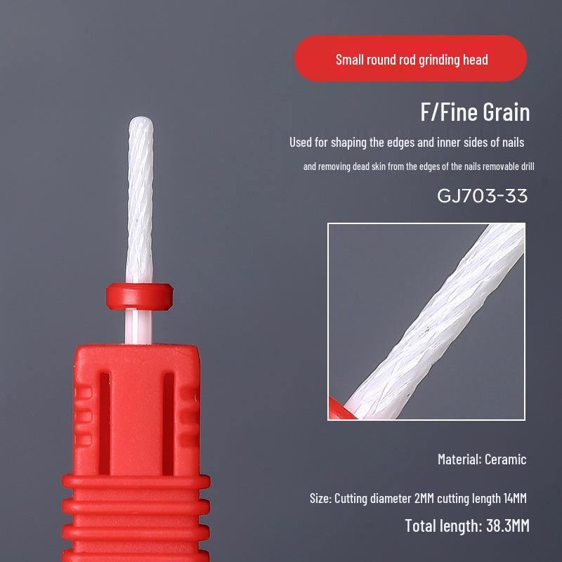 Ceramic Nail Art Grinding Head for Nail and Dead Skin Removal - Non-Heating Replacement Drill Bit.