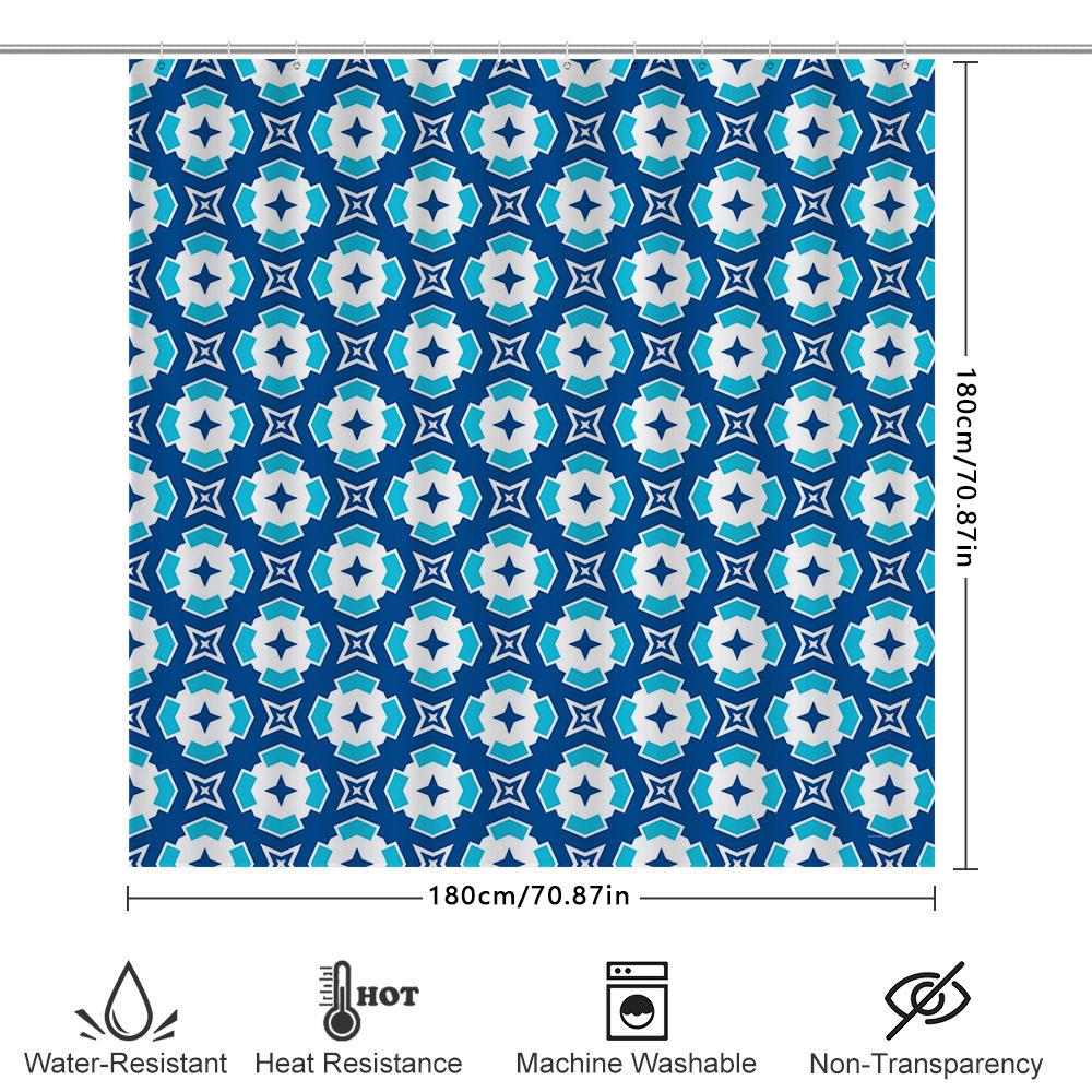 Blauw Wit Vliegerpatroon Douchegordijn Waterdichte Badkamer Decoratie Grote Maat Huisdecoratie Blauw Wit Geometrische Douchegordijnen