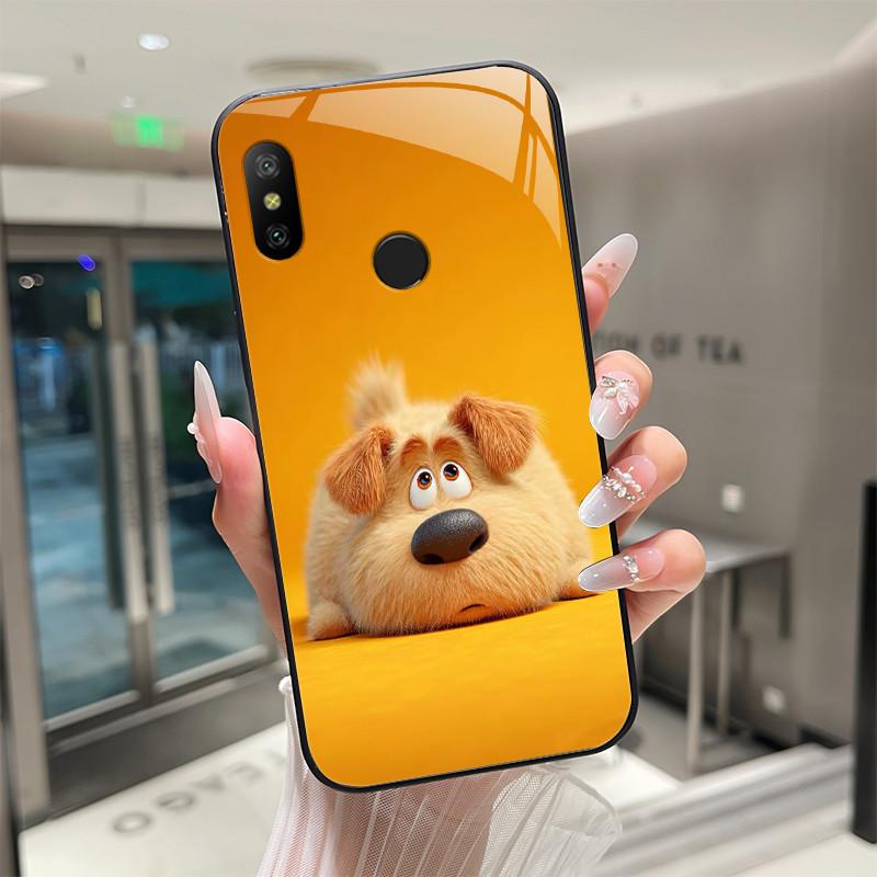 Beautiful Flower Cute Cartoon Cats Case For Xiaomi Mi A2 / Mi A2 Lite Tempered Glass Phone Case Protective Back Cover Hard Shell