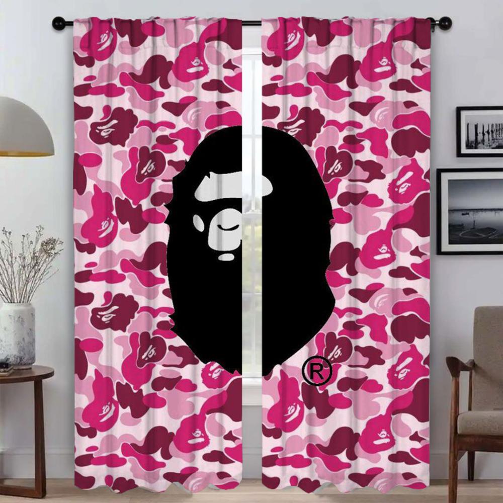 Elegant Room Curtains for Camera B-BAPE Halloween Decoration Window Curtain for Room 2 Panel Partition Home Interior Curtains