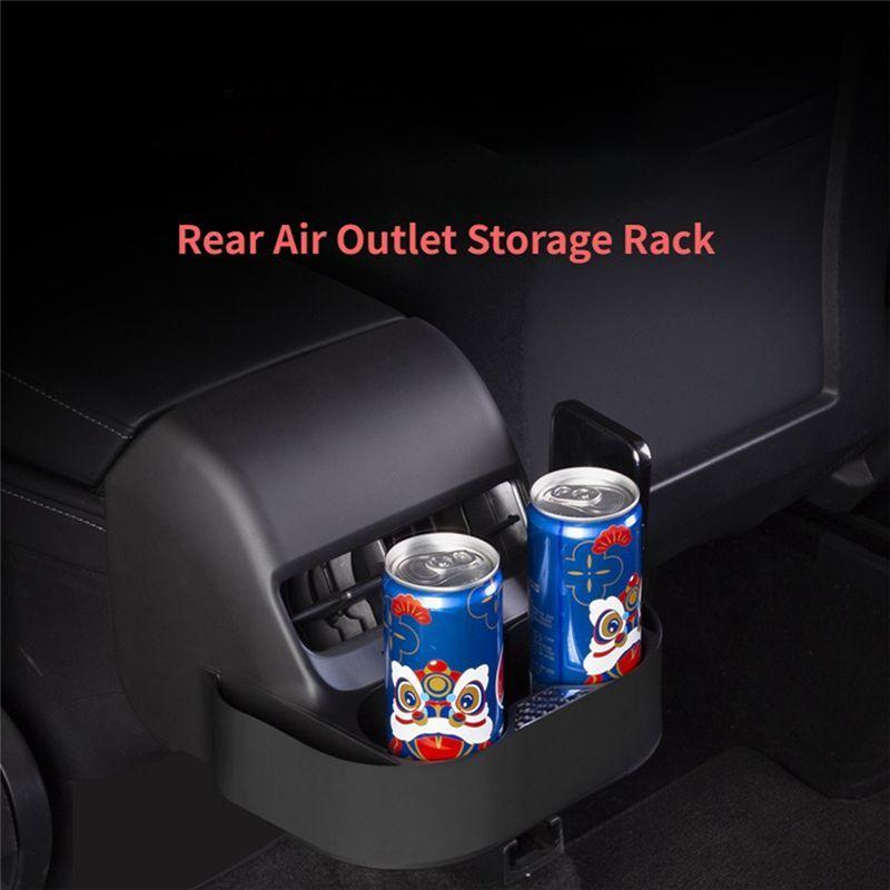 For Tesla Model 3 Model Y - Rear Seat Air Vent Cup Holder Storage Box Organizer Car Replacement Spare Parts Accessories